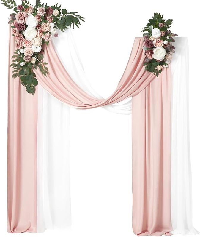 Ling's Moment Pink Mauve Artificial Wedding Arch Flowers Kit Pack of 4, 2pcs Hanging Flower