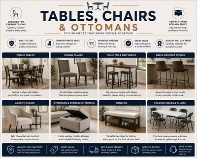 Tables, Chairs &amp; Ottomans