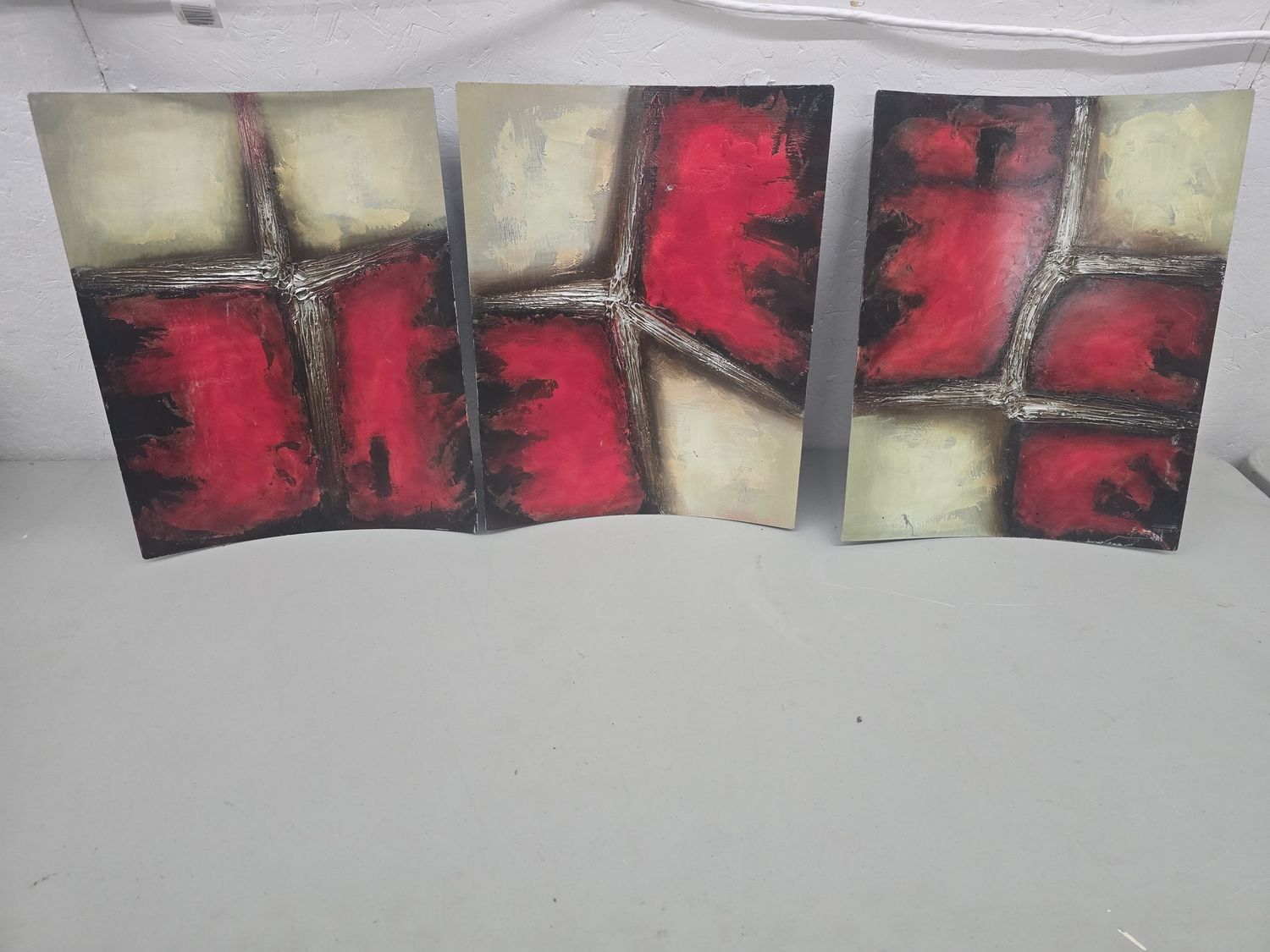 3 Piece Metal Curved Wall hanging Art 15.5" x 19" x 3 Pieces