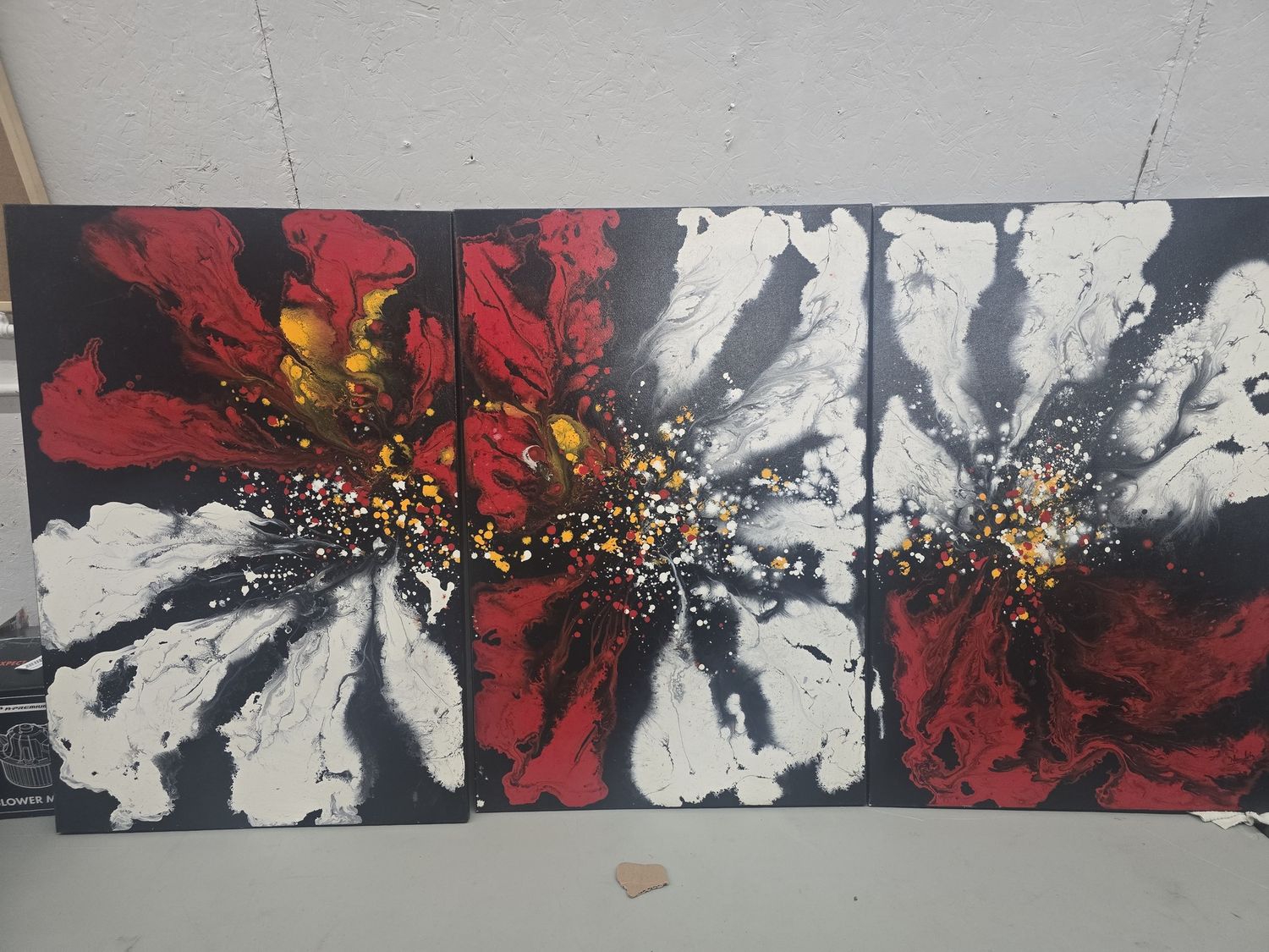 Decorative Painted Canvas Flower art Called Dream with Me   Size (24"x"36" each pannel set of 3 )