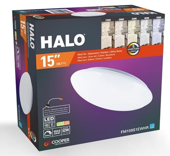 HALO 15" LED 5CCT Selectable Low Profile Round Flushmount