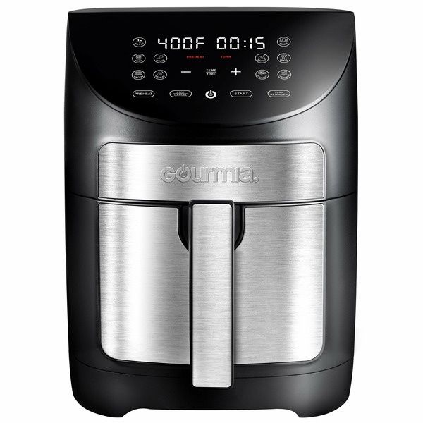 Gourmia Digital Air Fryer With Preheat &amp; Turn Reminder - Black &amp; Stainless Steel - 7 Quart