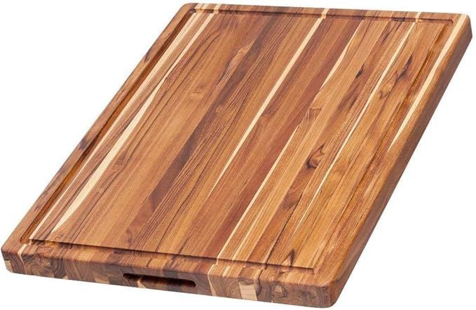 TeakHaus Edge Grain Cutting Board w/Hand Grip + Juice Canal (Rectangle)