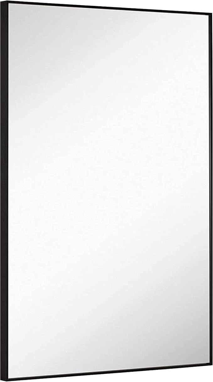 Hamilton Hills 24x36 inch Metal Framed Brushed Black Rectangular Mirror