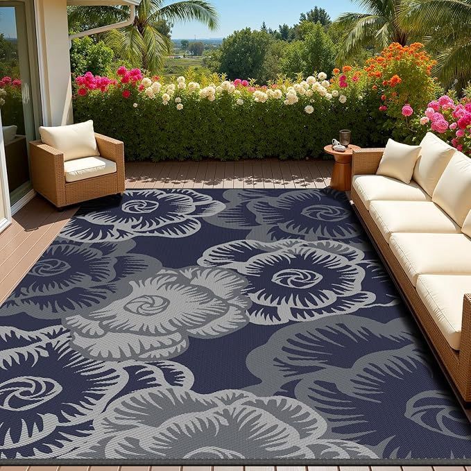Outdoor Rug 8x10 ft Waterproof Outdoor Carpet Patio Rug RV Camping Rug