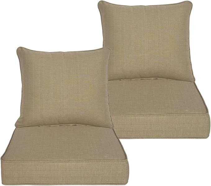 Localive 22x24 inch Outdoor/Indoor Deep Seat Patio Cushions Set of 2 Deep Seat