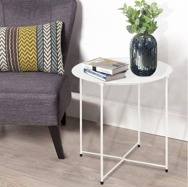 aboxoo Folding Tray Metal Side Table 18.5 x 19.4 inches