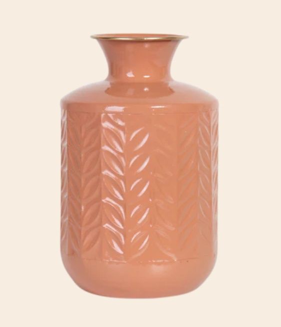 Lumela Pressed Metal Vase (Carmine)