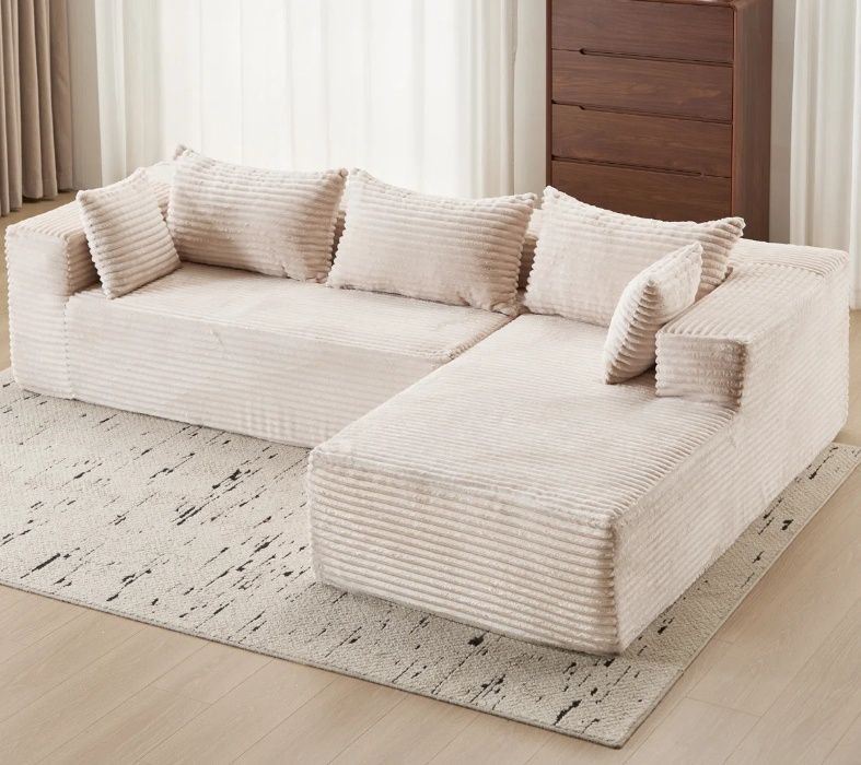 107" Modular Sectional Couch With L-Shape Chaise,Boneless Sofa For Living Room