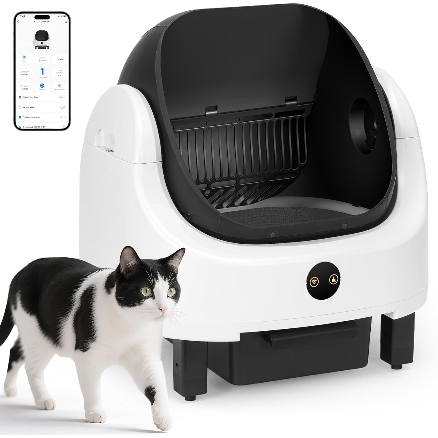 Cumrige Self Cleaning Litter Box,Open Top Design Automatic Cat Litter Box Self Cleaning