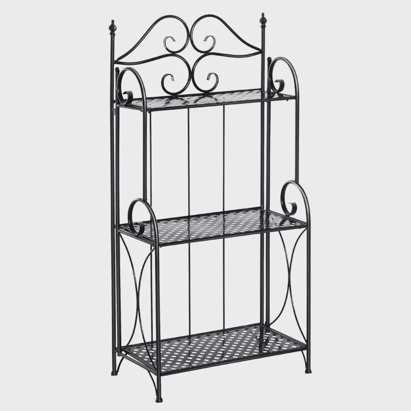 Outsunny 3-Tier Metal Folding Plant Stand Display Rack Bookshelf