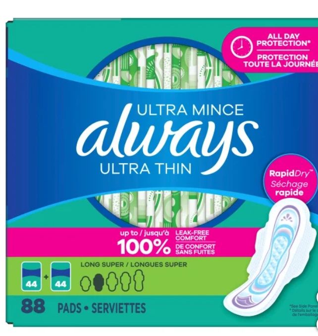 Always Ultra Thin Long Super Pads, 88-count