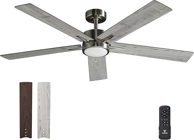 52 Inch Ceiling Fan Brushed Nickel: Vagizm Remote Controlled