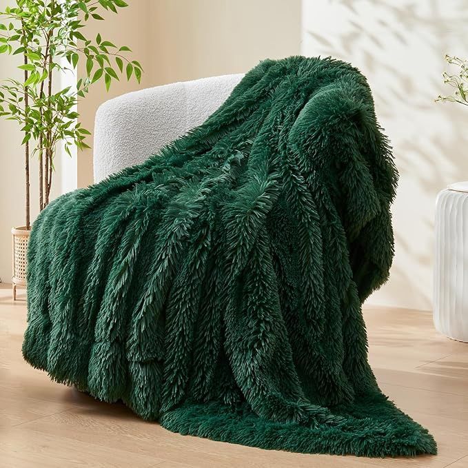 GONAAP Fuzzy Faux Fur Throw Blanket Twin(60"x80"))