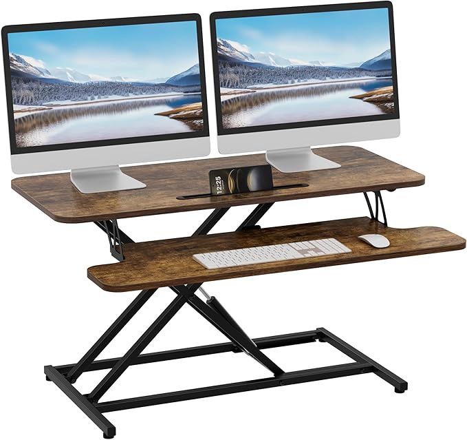 ERGOMAKER Standing Desk Converter, 36"/90cm Wide Height Adjustable Quick