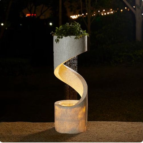 Glitzhome 40.25-in H Resin Outdoor Fountain Statue Pump Included