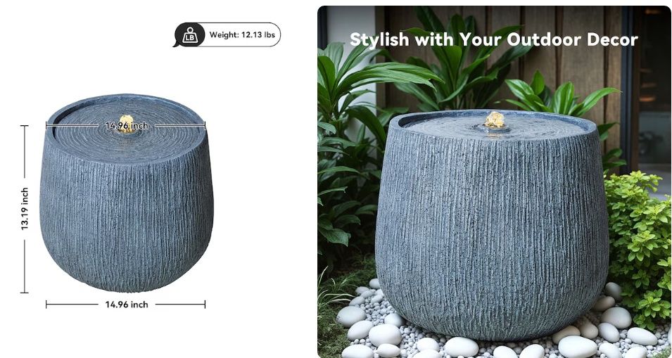 Vbal 13.19-in H Ceramic Electric Powered Outdoor Fountain Statue Pump Included