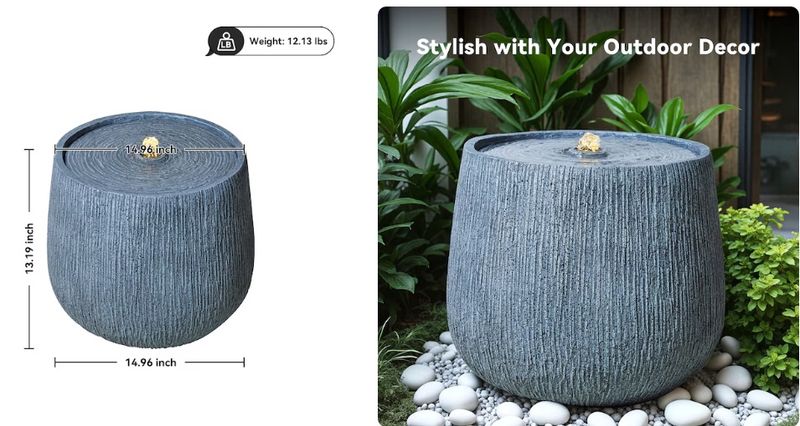 Vbal 13.19-in H Ceramic Electric Powered Outdoor Fountain Statue Pump Included