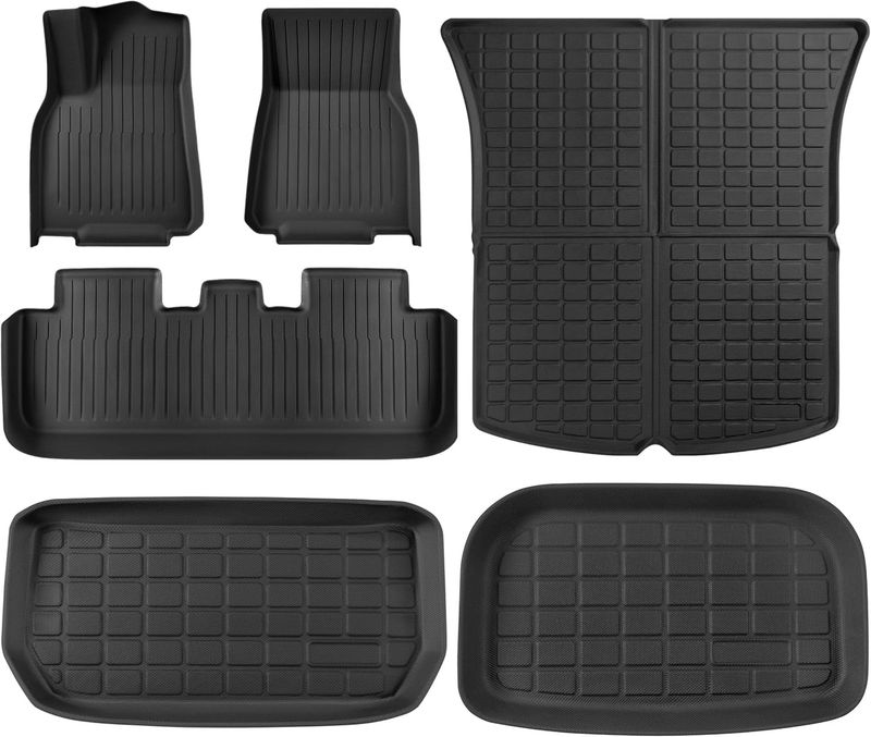 Tesla Model Y 5-Seat 2021-2024, Custom Fit TPE Trunk Mats, Anti-Slip Interior