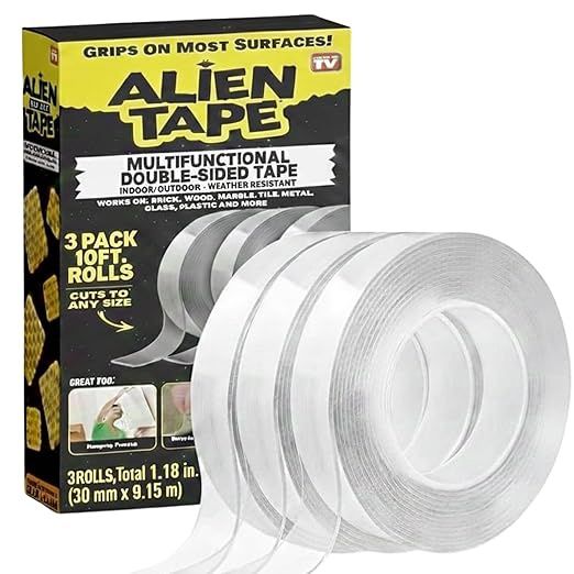 Alientape Nano Double Sided Tape Reusable Washable Transparent 3 pack