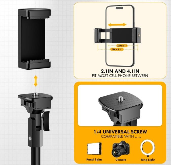 EMART Cell Phone holder for Tripod Stand for iPhone, Adjustable Floor Cellphone