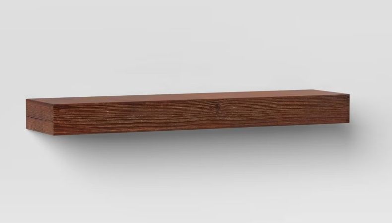 24" Floating Dark Wood Shelf Walnut Brown - Threshold: Wall-Mounted