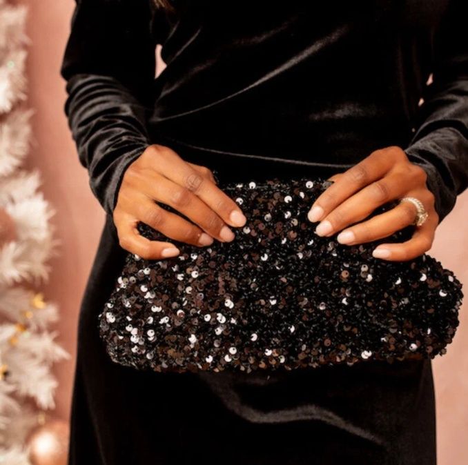 Dalina Sequin Clutch with strap