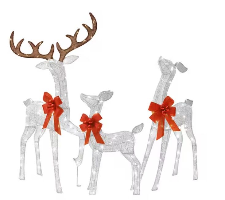 Starfree Outdoor Christmas Decoration 3-Piece 3D Reindeer Family Yard Decoration