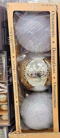Ornaments Assorted pack of three christmas balls large