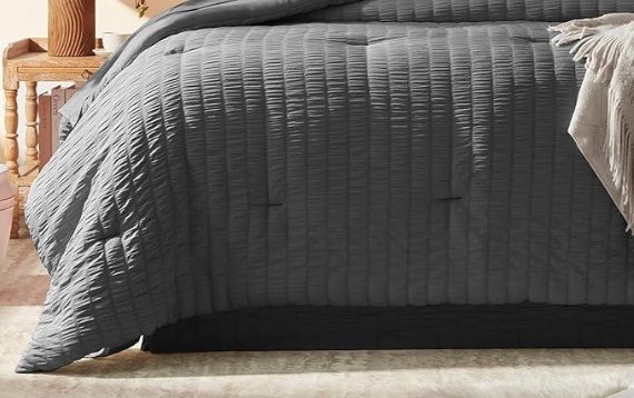 King Size Comforter , Seersucker  Dark Grey Comforter  Comforters King Size