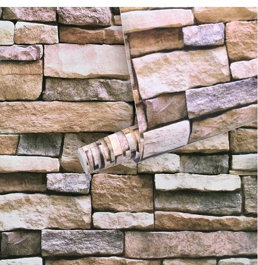 Peel and Stick Wallpaper, 17.7'' x 236.2'' Brick Stone Pre-Pasted Wallpaper