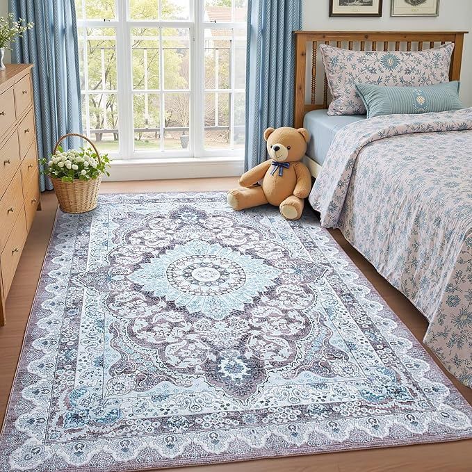 Area Rug for Bedroom, Machine Washable Rugs with Non-Slip