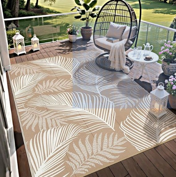 Pauwer Outdoor Rug 8'x10' Waterproof for Patios, Reversible Outdoor