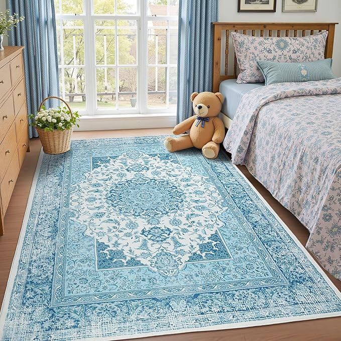 6x9 Area Rug for Bedroom, Machine Washable Rugs with Non-Slip Backing