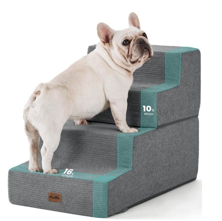 Made4Pets Dog Stairs for Small Dogs High Beds Extra Wide 28" W 35D Foam, 4-Step