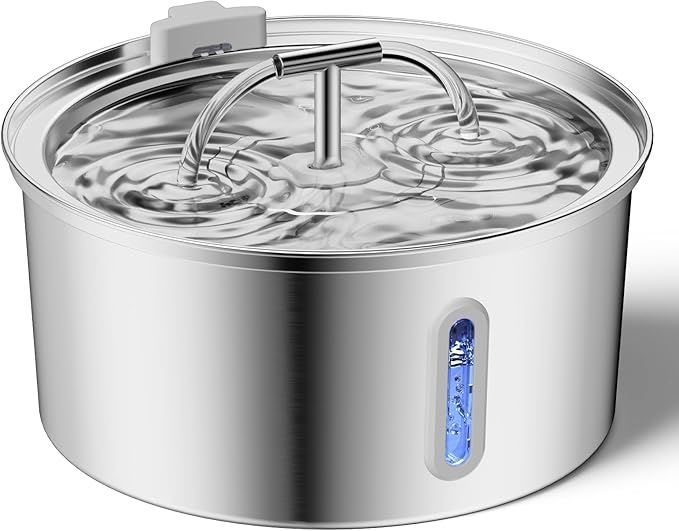 Cat Water Fountain Stainless Steel, 3.2L/108Oz Pet Water Fountain for Drinking