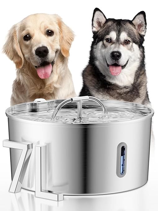 Dog Water Fountain for Large Dogs, 7L/236oz/1.8G Stainless Steel Dog Fountain