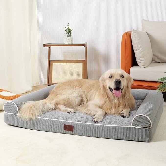 Deconovo Large Dog Bed - Waterproof PV Plush Pet Bed 106L x 80W x 20H cm