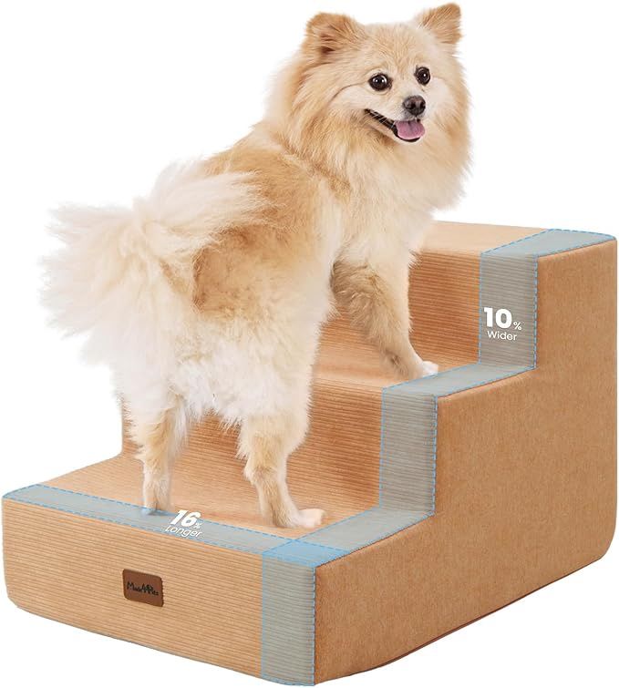 Made4Pets Dog Stairs for Small Dogs/Cats Extra Wide 21" W 35D Foam, 3-Step