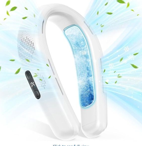Neck Air Conditioner Fan, Portable Neck Fan Neck Cooler Bladeless, Colour: White