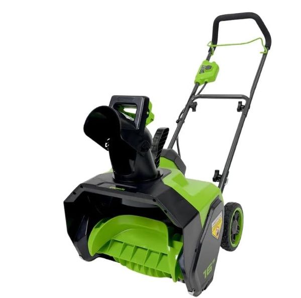 Greenworks 48V (24V x 2) 16" Cordless Snow Blower Thrower, Led Lights&amp;180°