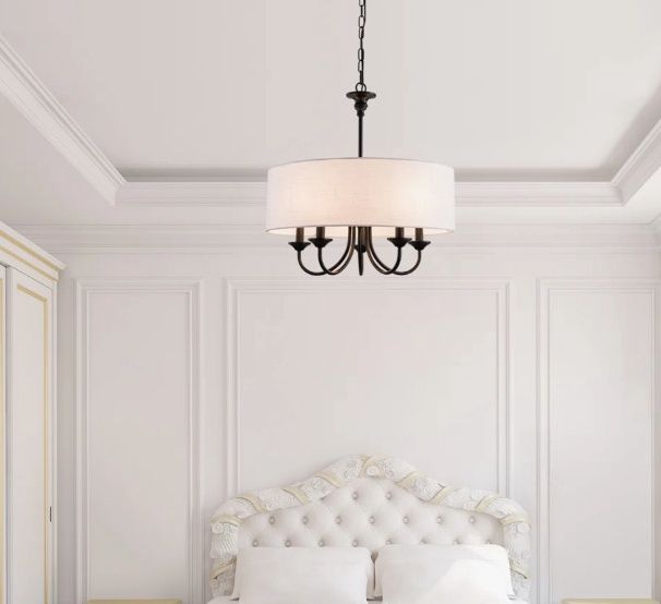 5-Light Modern Farmhouse Chandelier, Rustic Candle Ceiling Hanging Light