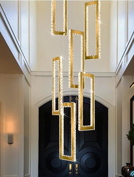 Modern Led Gold Chandelier Adjustable 6 Rings Crystal Chandelier for Living Room