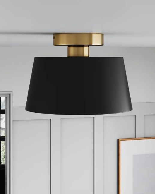 Lovettsville 1-Light E26 Empire Modern Industrial Close to Ceiling Semi-Flush