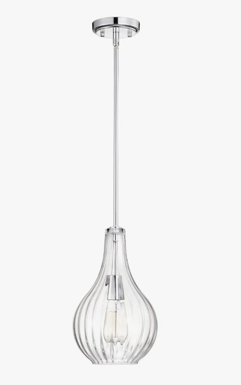 Chrome 1-Light 8 inch Pendant with Clear Glass Shade
