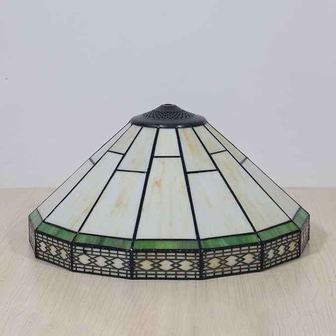 Mission Tiffany Lamp Shade 16 Inch Wide Accessories Replacement, Amber Beige Stained