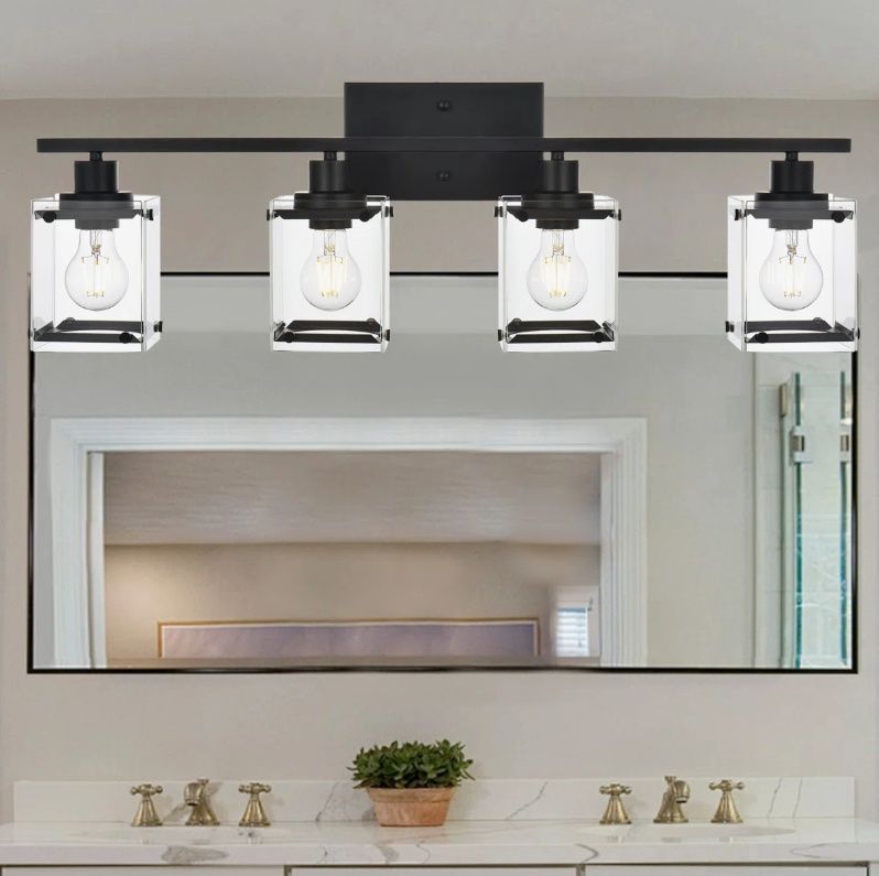 Modern Black Bathroom Vanity Light For Bathroom 4 Light Vanity Lighting Fixtures