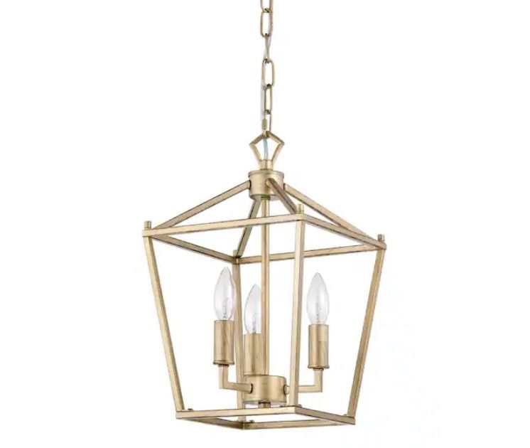 Buelex Lamp Post Lantern Style Iron Chandelier - Satin-Gold-10in