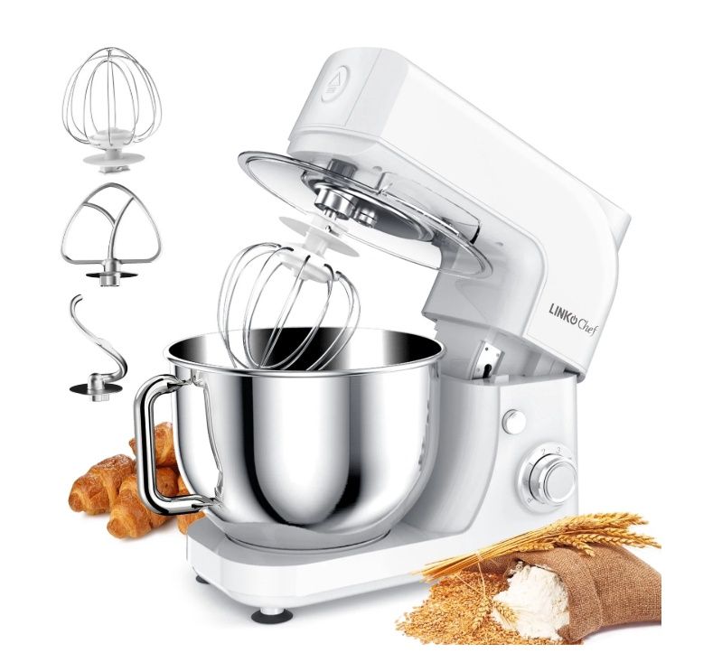 LINKChef Stand Mixer, 5.3QT 800W 6+P Speeds with Whisk, Dough Hook