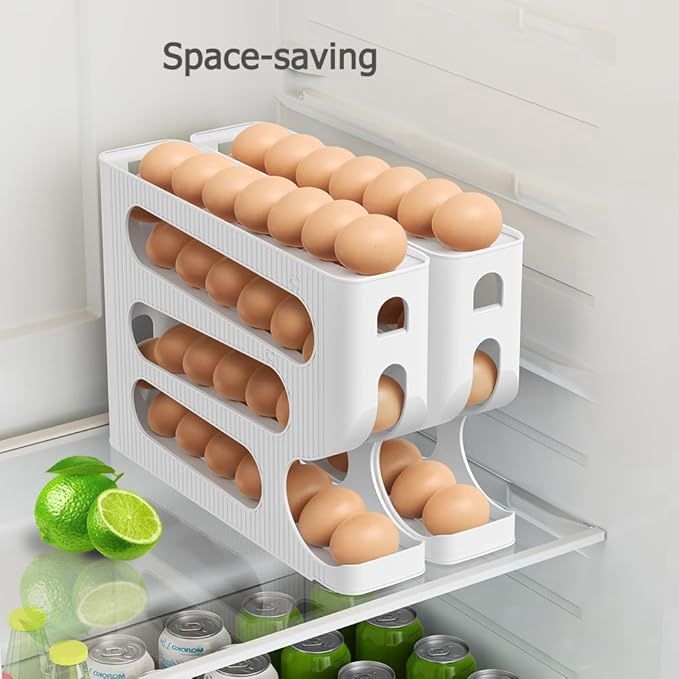 Egg Storage for Fridge, Automatic Rolling Egg Holer for Refrigerator2 pack